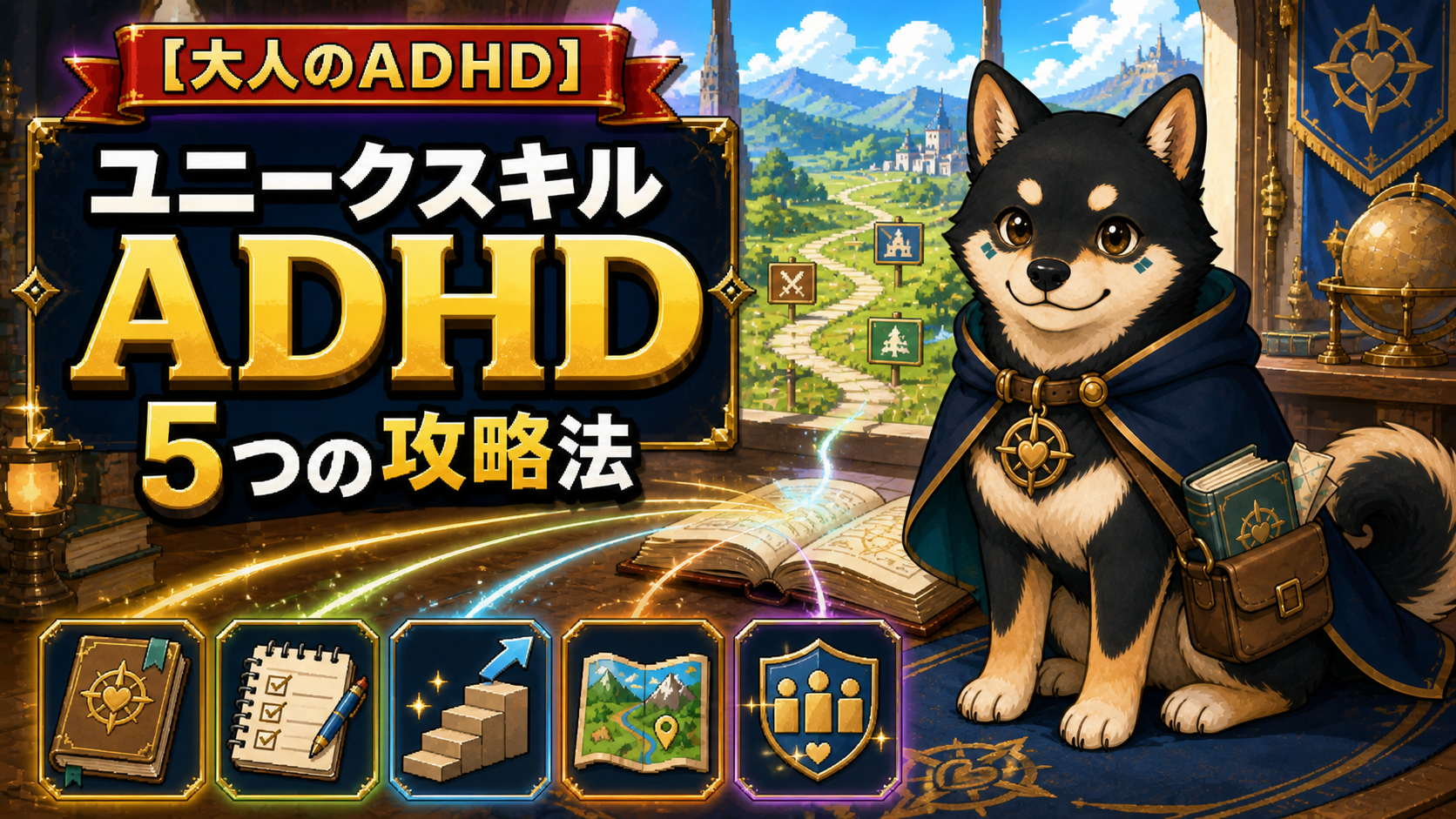 大人のADHDを5つの攻略法で案内する黒柴のだびで