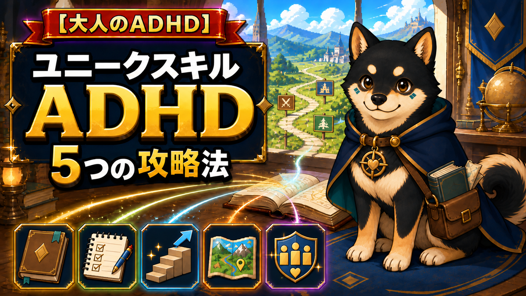 大人のADHDを5つの攻略法で案内する黒柴のだびで